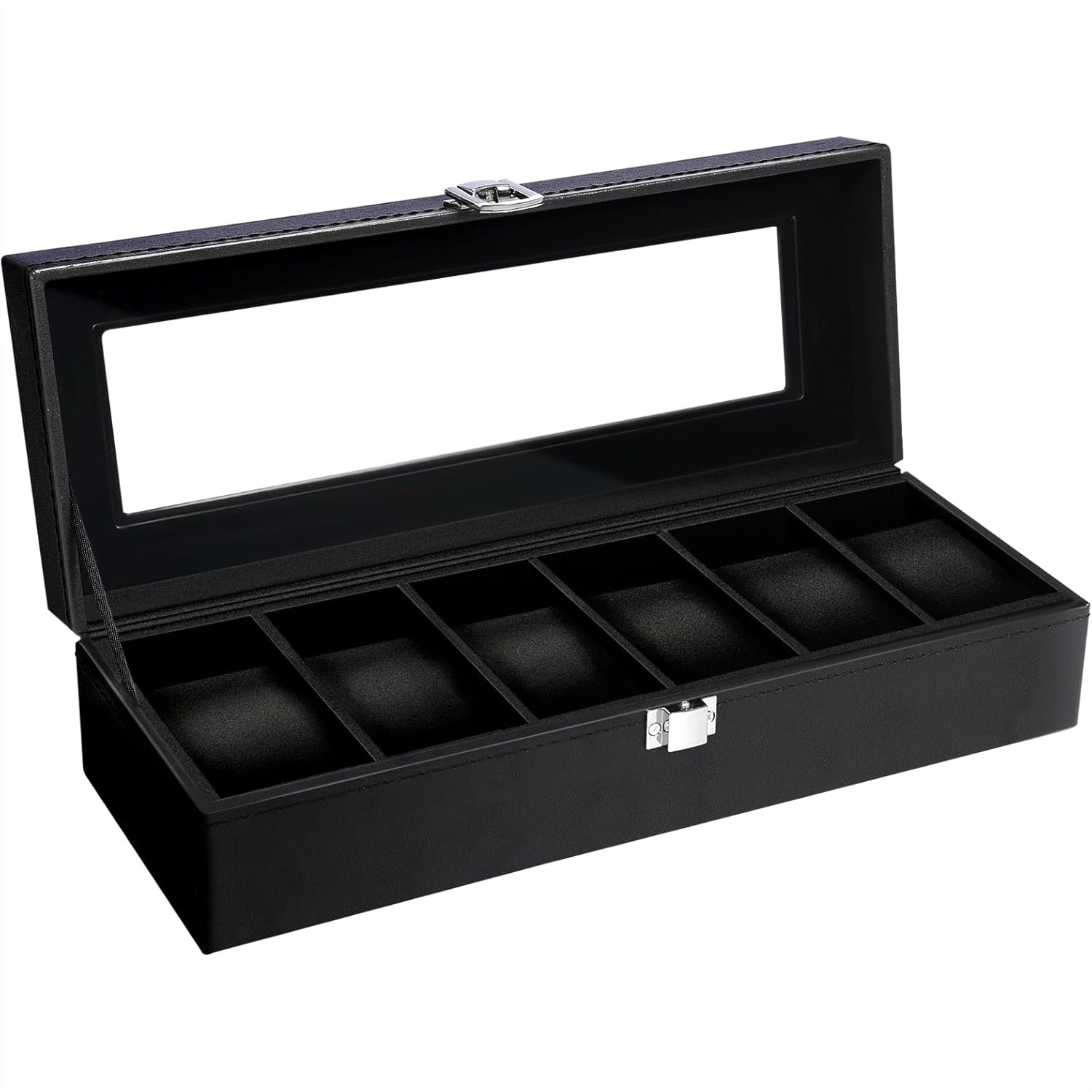 Jewelry Watches Box - 6 Slot Watch Box with Glass
