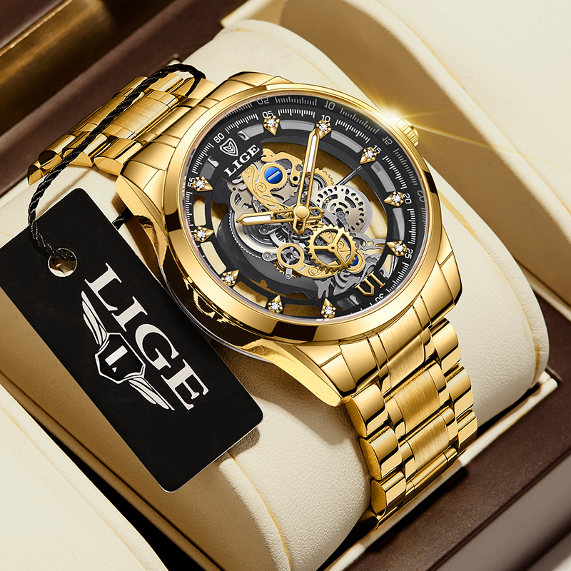 Jewelry Inspired Watches - 2026 LIGE Men Watch Skeleton Automatic