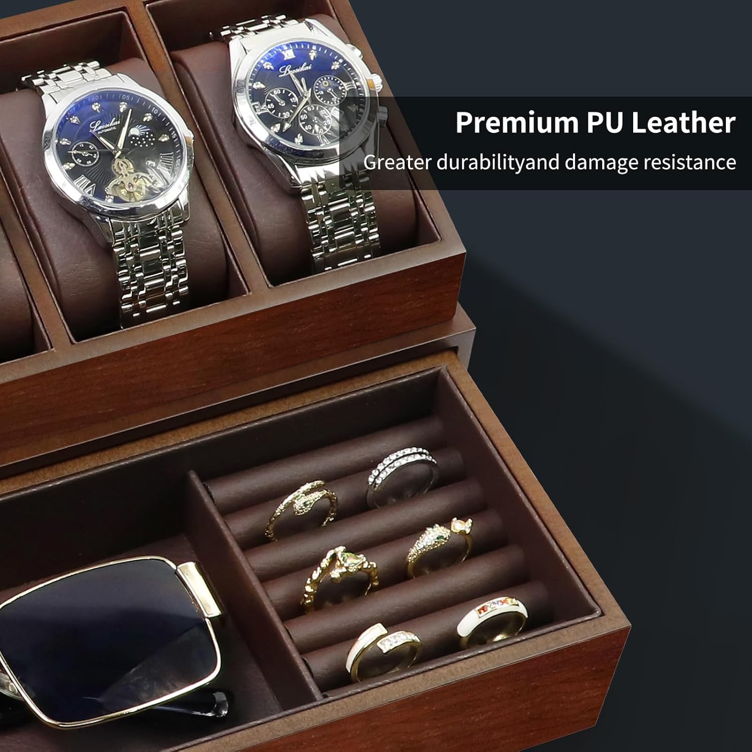 Wooden Watch Box with 6 Slots  - огляд і ціна Jewelry Watches Box