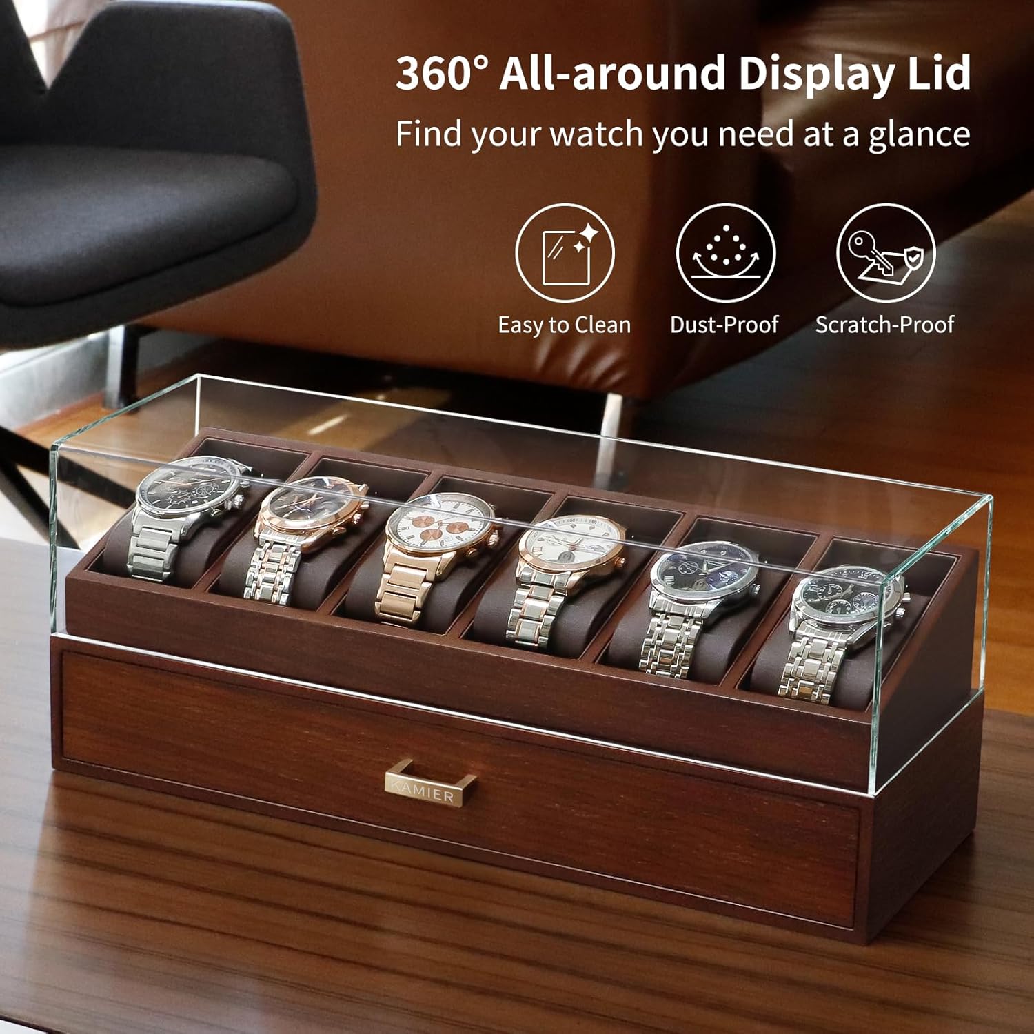 Wooden Watch Box with 6 Slots  - огляд і ціна Jewelry Watches Box