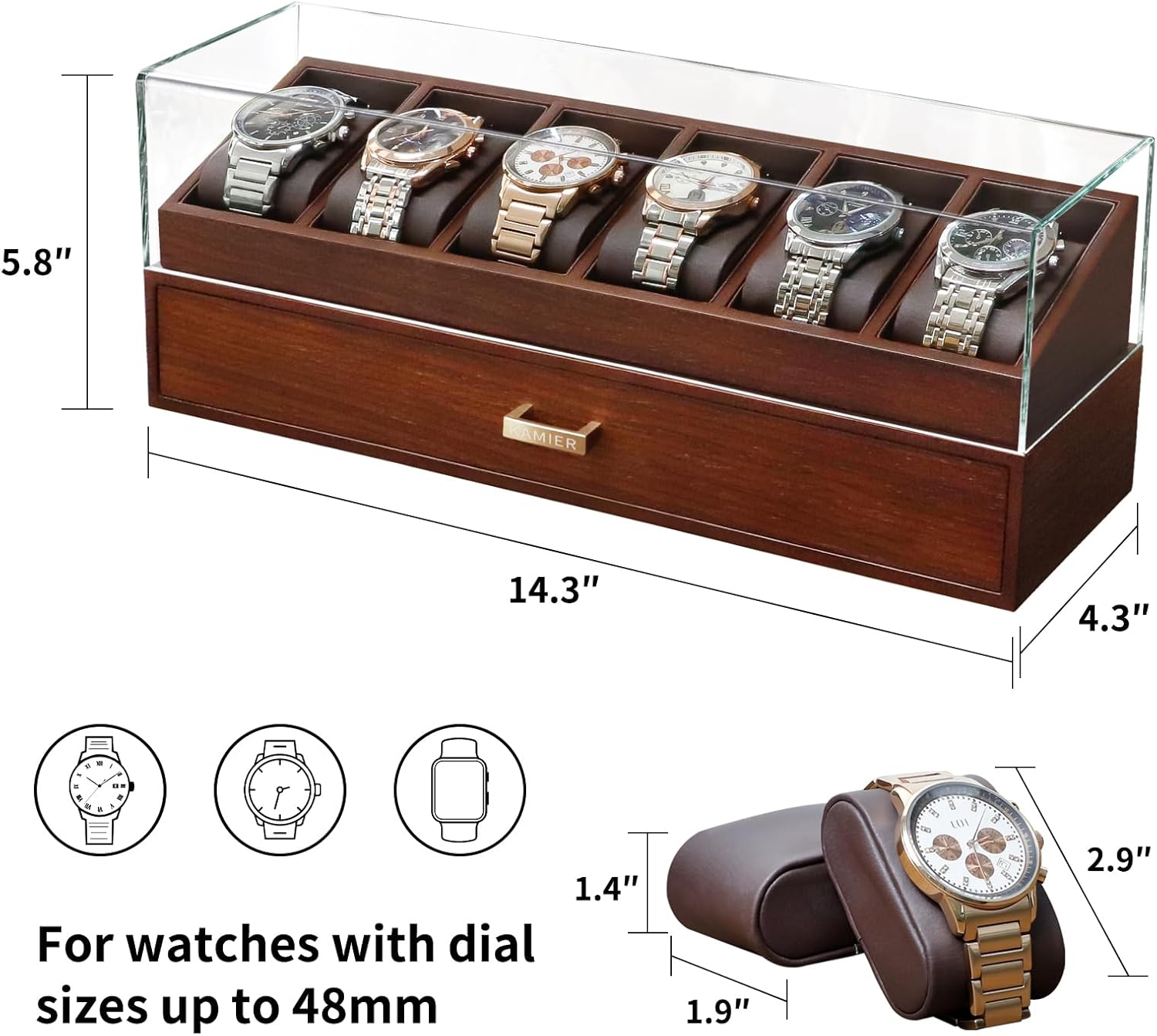 Wooden Watch Box with 6 Slots  - огляд і ціна Jewelry Watches Box