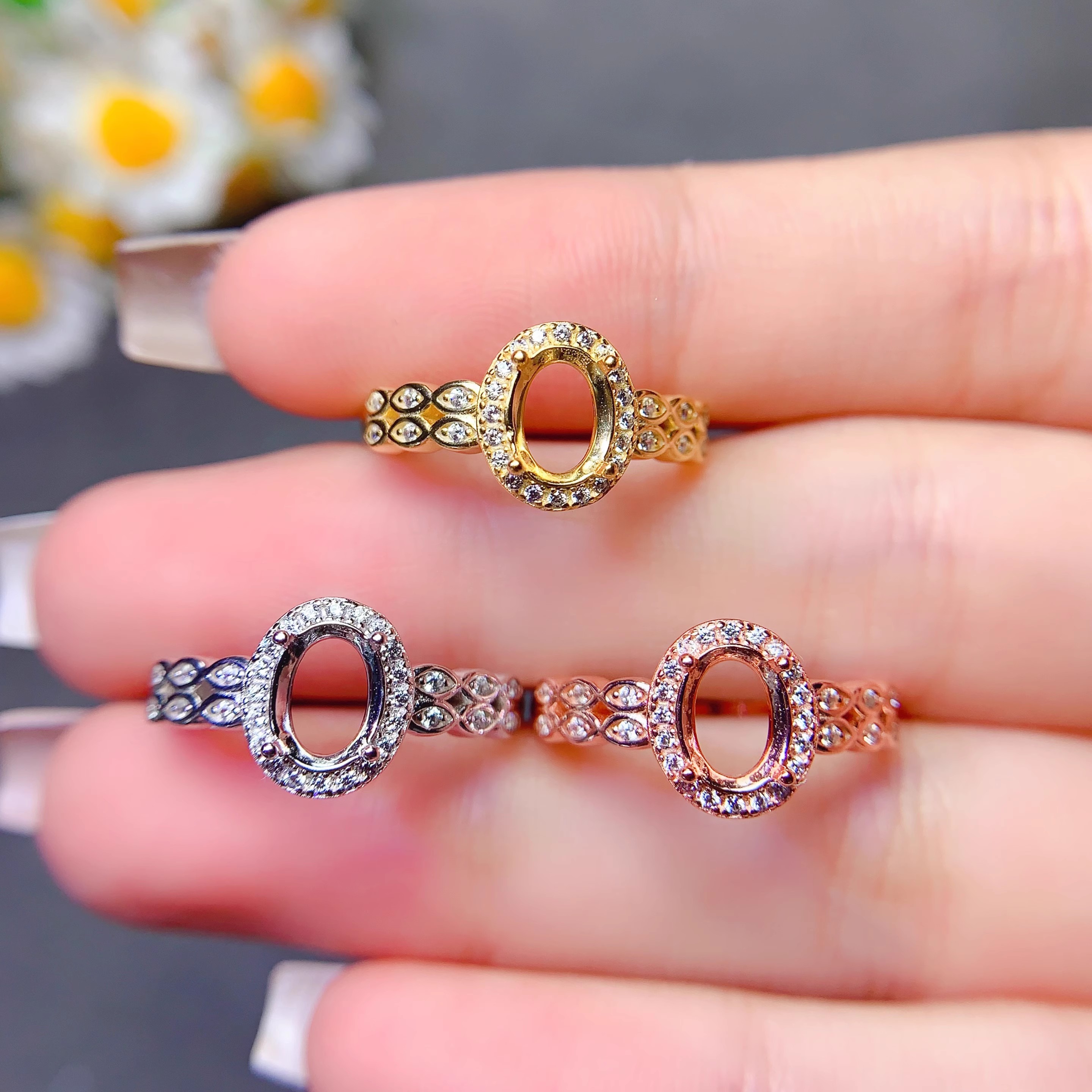 Setting 4*5/5*7mm Ellipse Ston - огляд і ціна Sterling Silver Ring