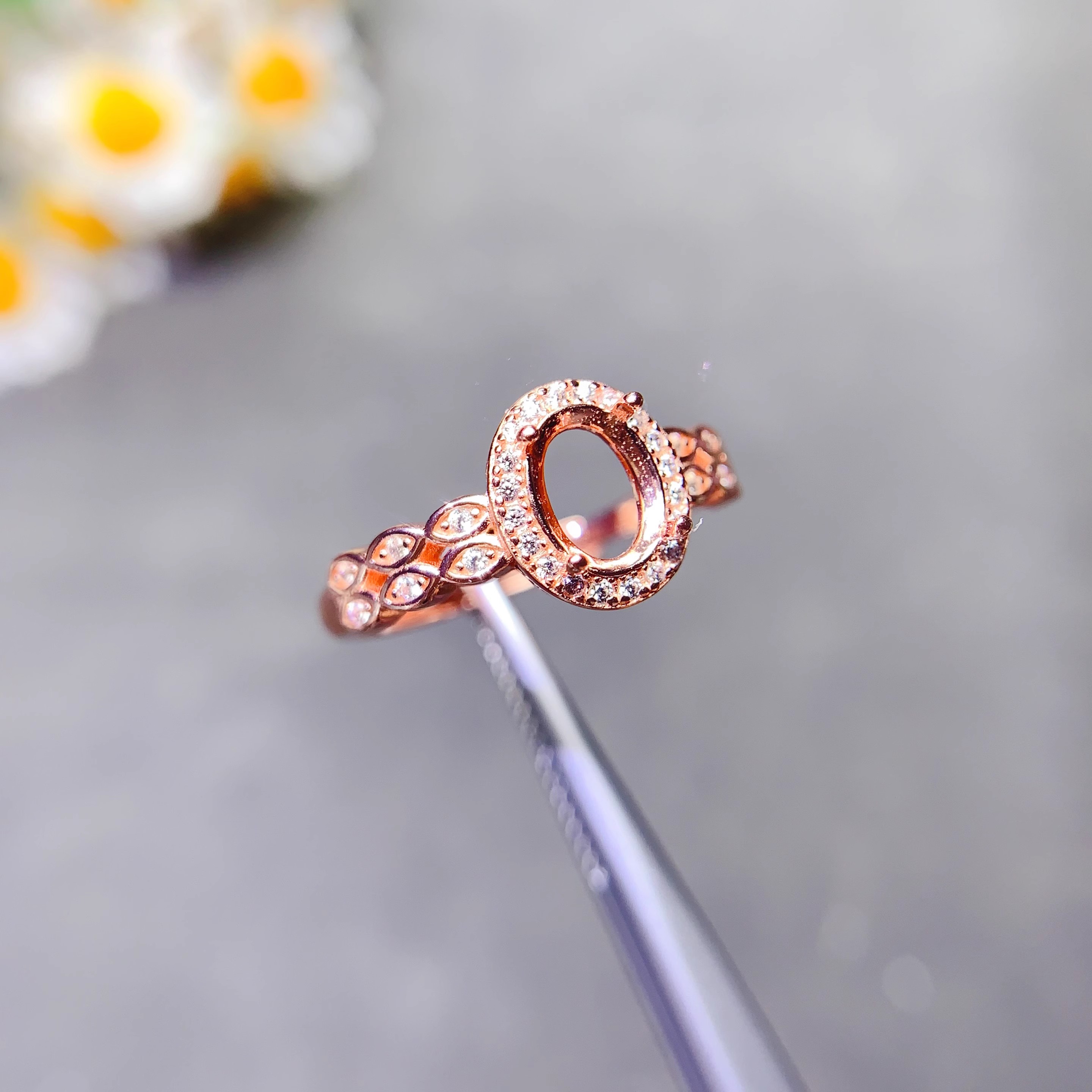 Setting 4*5/5*7mm Ellipse Ston - огляд і ціна Sterling Silver Ring