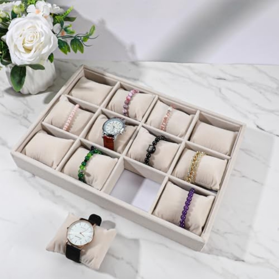 2 Pcs Beige Velvet Jewelry Org - огляд і ціна Jewelry Watches Box