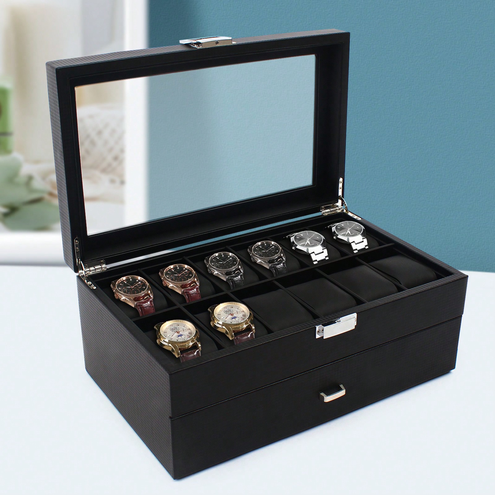24 Slot Men Watch Display Case - огляд і ціна Jewelry Watches Box