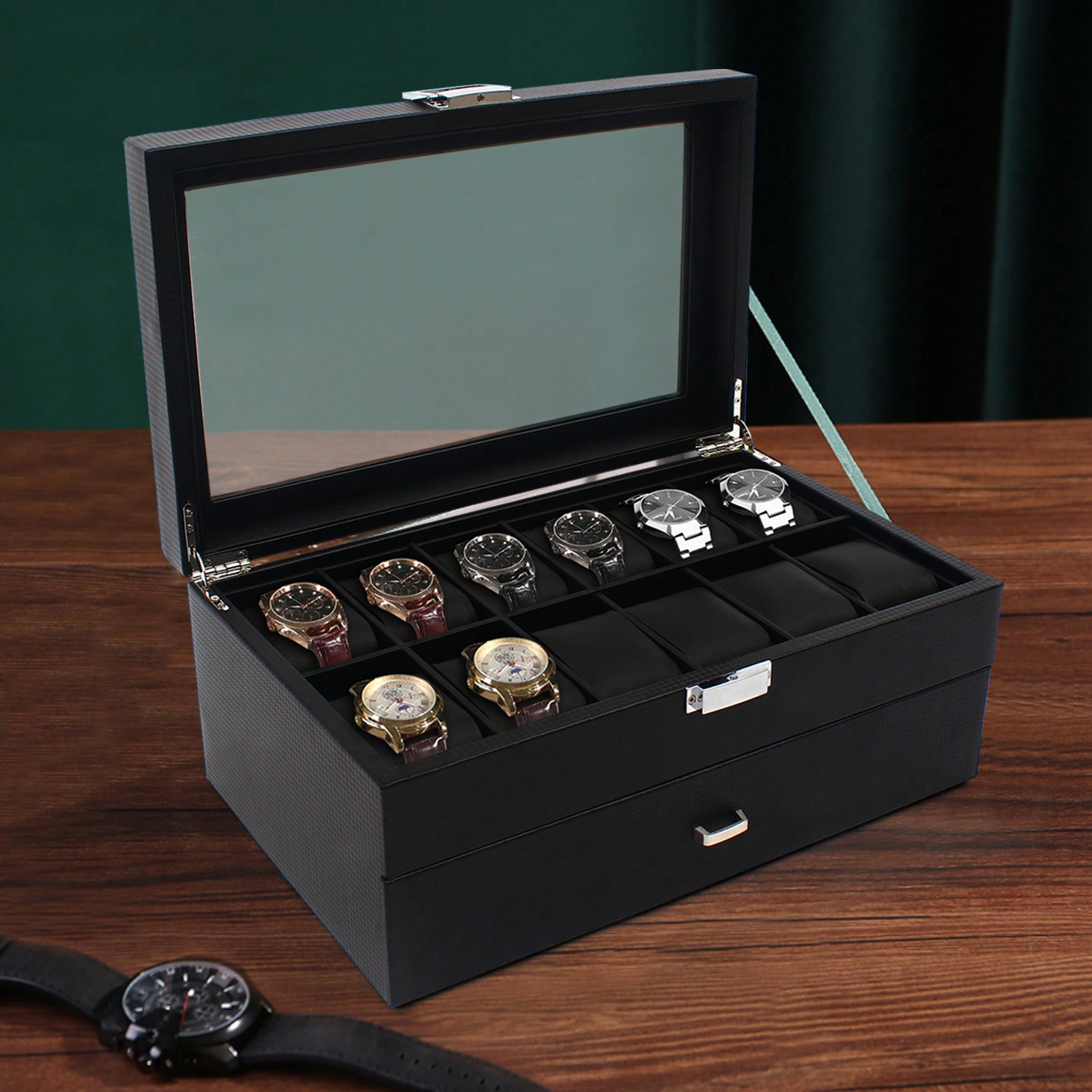 24 Slot Men Watch Display Case - огляд і ціна Jewelry Watches Box