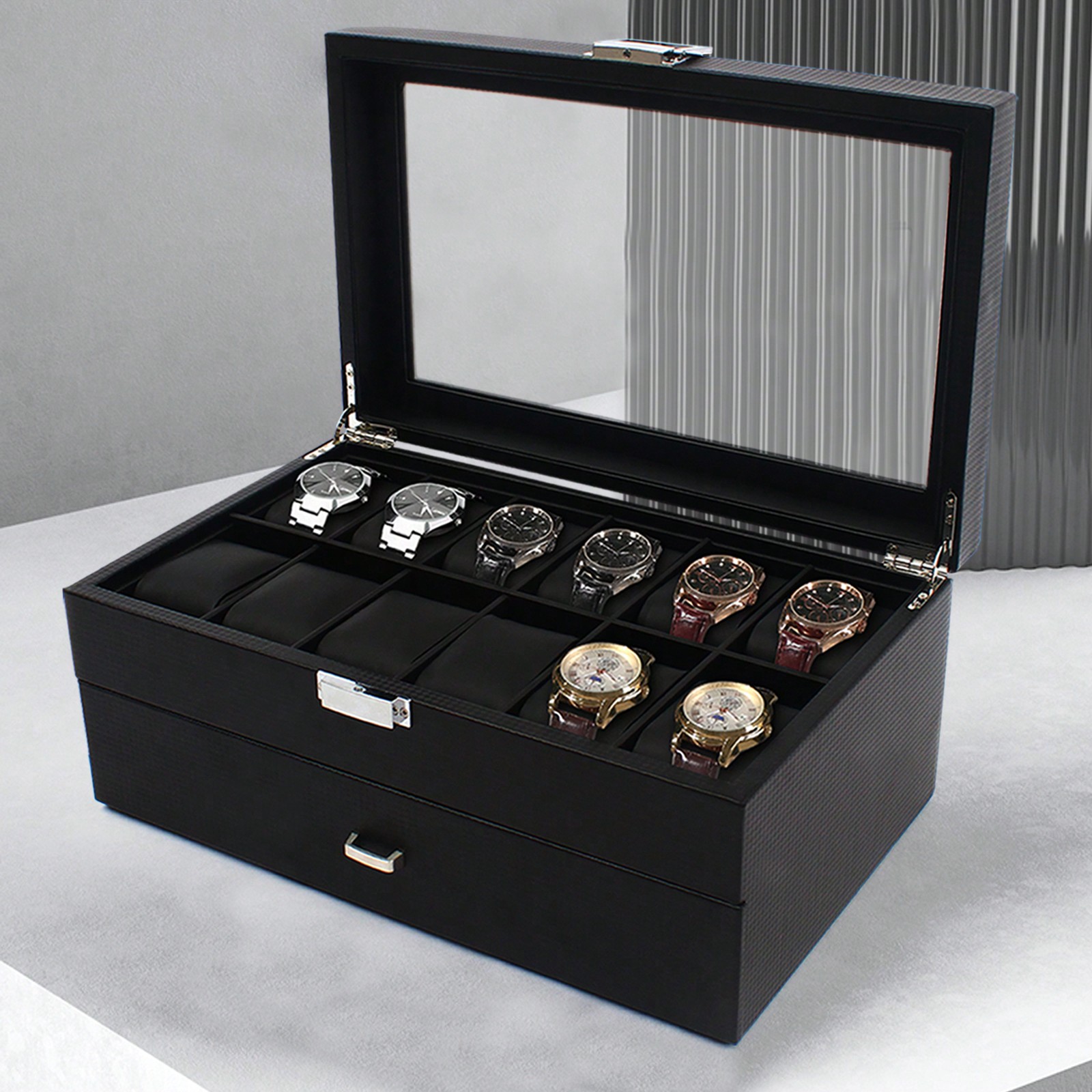 24 Slot Men Watch Display Case - огляд і ціна Jewelry Watches Box