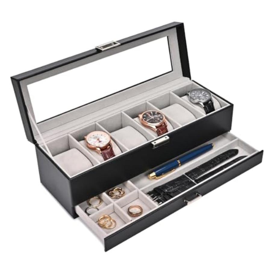 Watch Box, 6 Slot Watches Disp - огляд і ціна Jewelry Watches Box