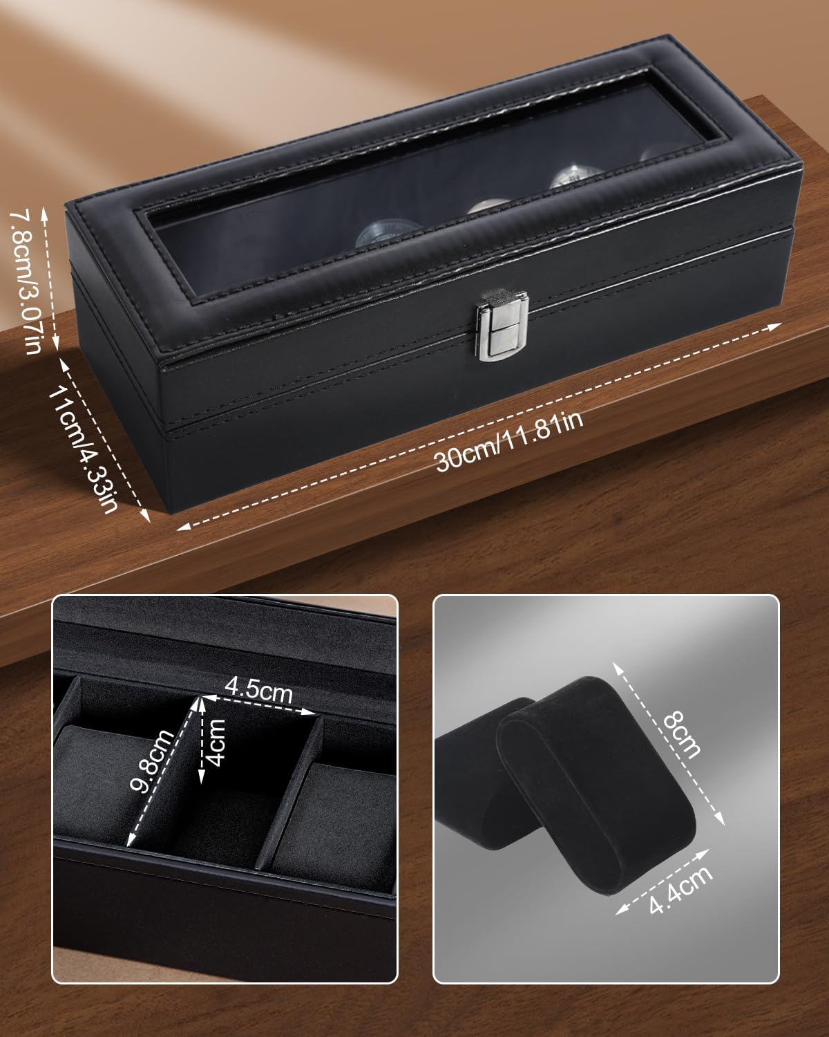 6 Slot Watch Box with Glass Li - огляд і ціна Jewelry Watches Box