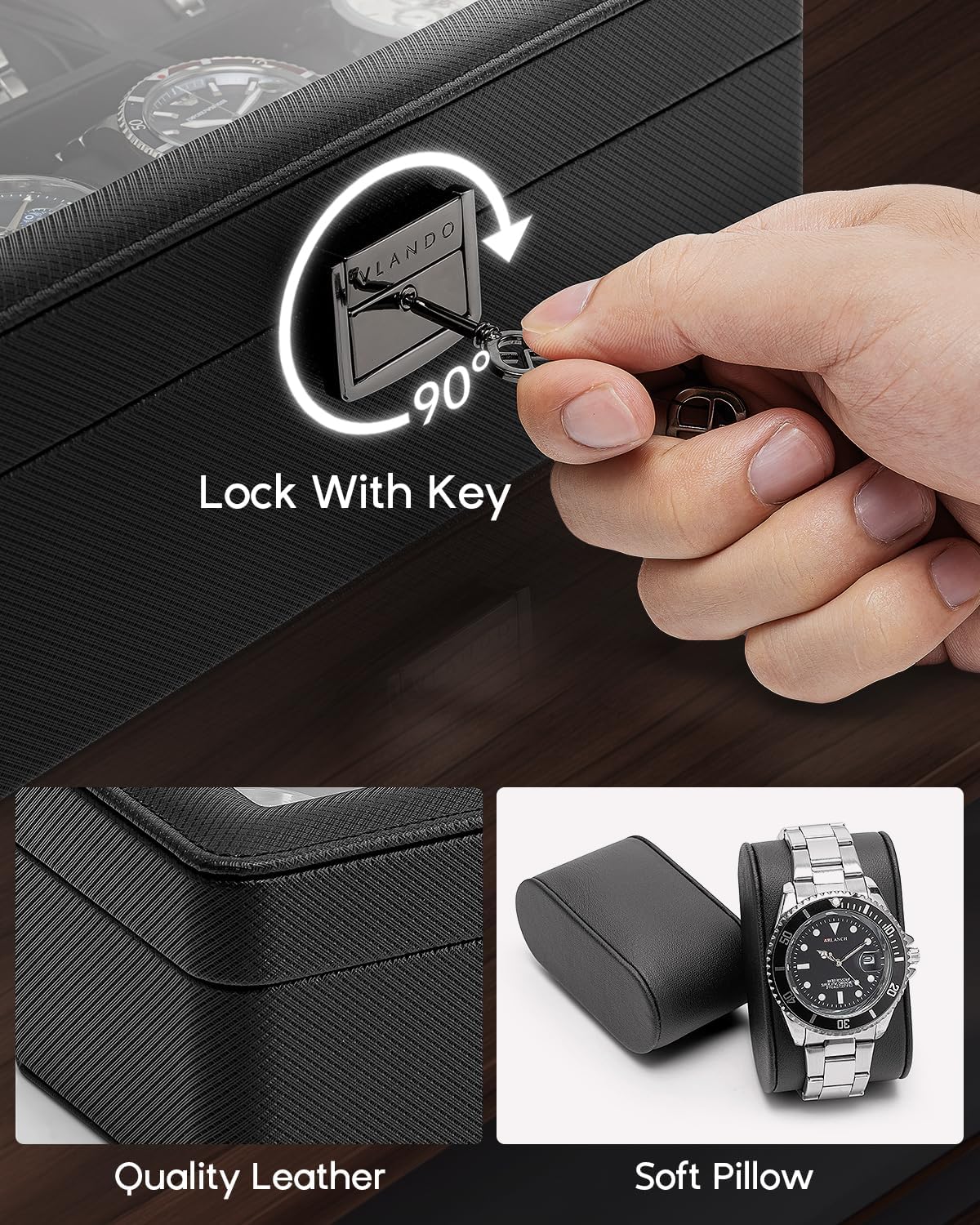 6-Slot Watch Case with Glass L - огляд і ціна Jewelry Watches Box