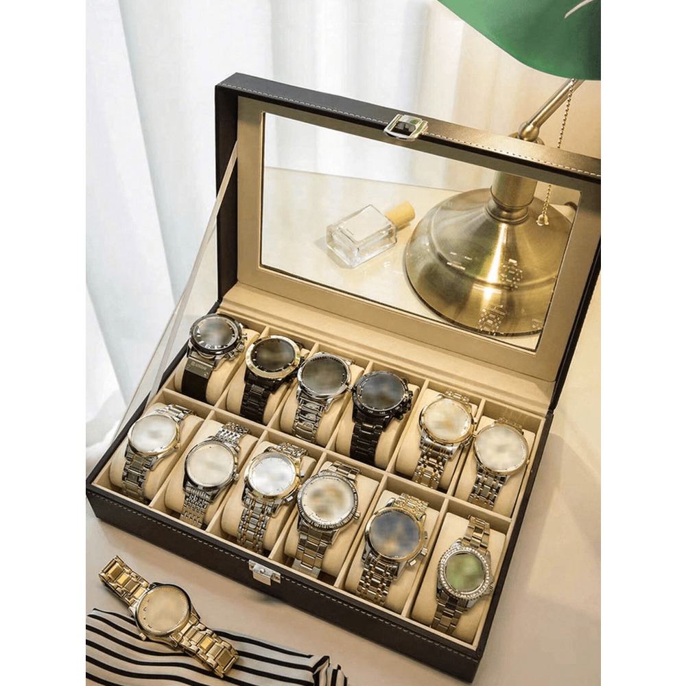 1pc Big Capacity Leather Watch - огляд і ціна Jewelry Watches Box